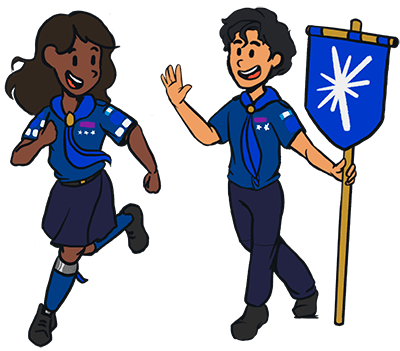 Ilustración jóvenes de comunidad Scout