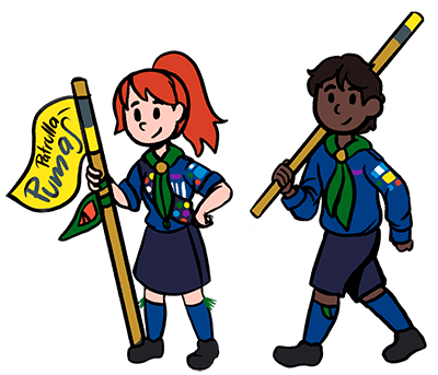 Ilustración jovenes de unidad scout
